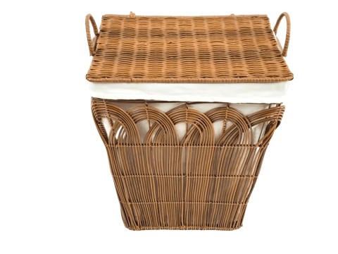 Handcrafted PE Resin Binding Weave Laundry Hamper with Collapsible Lid